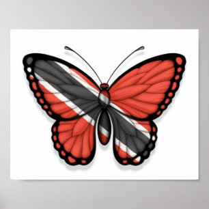 Vlag Trinidad en Tobago Butterfly Poster