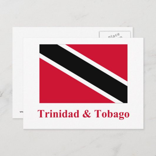 Vlag Trinidad en Tobago met naam Briefkaart (Voorkant / Achterkant)