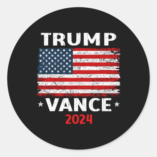 Vlag Trump Vance 2024 VP Vice President Ronde Sticker (Voorkant)