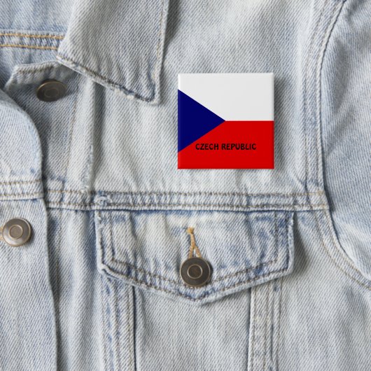 vlag Tsjechië Vierkante Button 5,1 Cm (In situ)