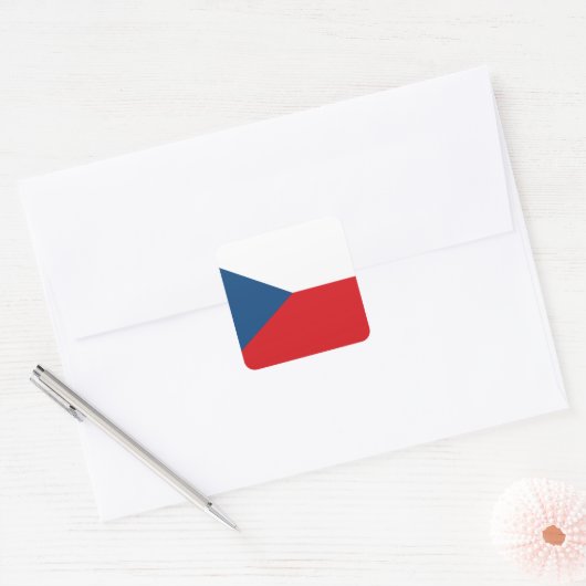 vlag Tsjechië Vierkante Sticker (Envelop)