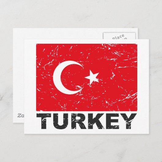 vlag Turkije Briefkaart (Voorkant / Achterkant)