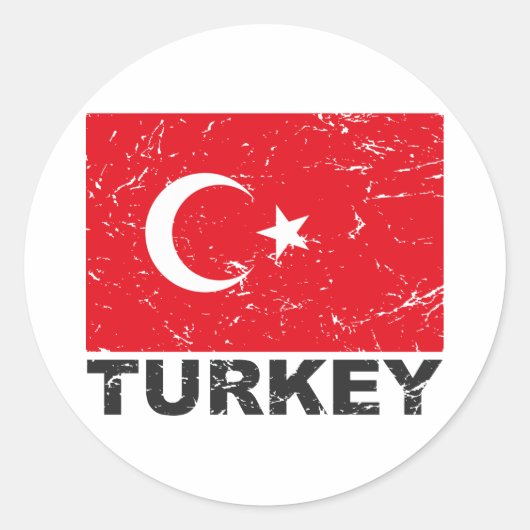  vlag Turkije Ronde Sticker (Voorkant)