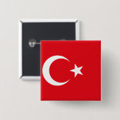 vlag Turkije Vierkante Button 5,1 Cm (Voorkant /achterkant)