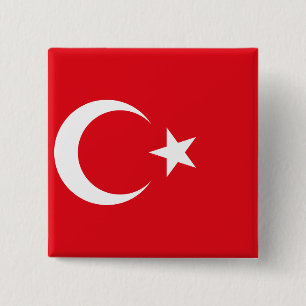 vlag Turkije Vierkante Button 5,1 Cm