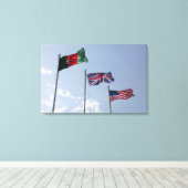 Vlag tussen de Afghaanse en de Amerikaanse vlag Canvas Afdruk (Insitu (Houten vloer))