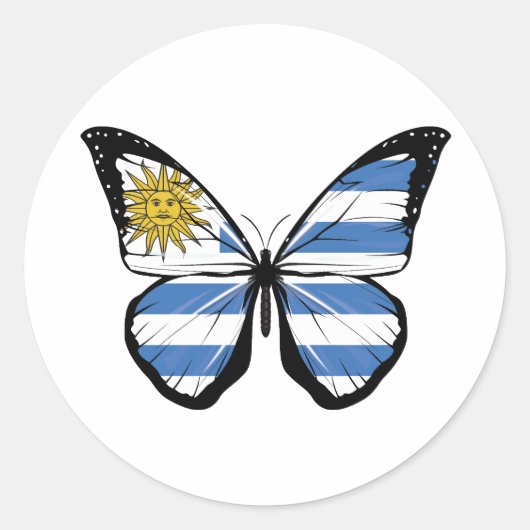 Vlag Uruguay-Butterfly Ronde Sticker (Voorkant)