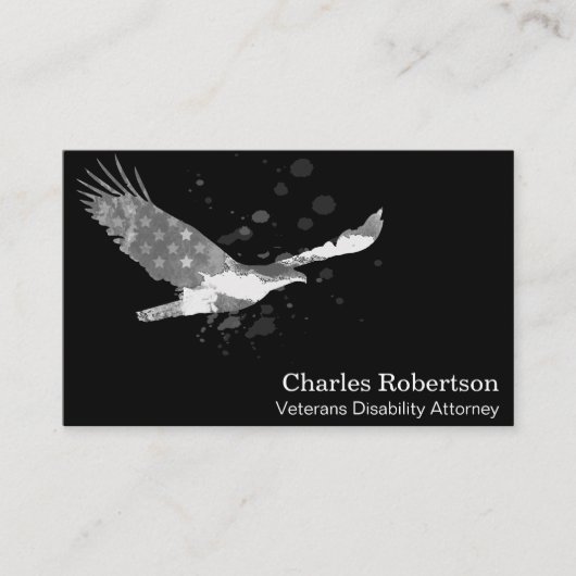 *~* Vlag USA Amerikaanse Adelaar Grijs op zwart Visitekaartje (Voorkant)