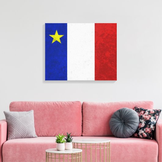 Vlag van Acadia Distress Grunge Canvas Afdruk (Insitu (Woonkamer))