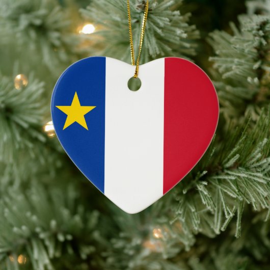 Vlag van Acadië Keramisch Ornament (Boom)