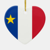Vlag van Acadië Keramisch Ornament (Voorkant)