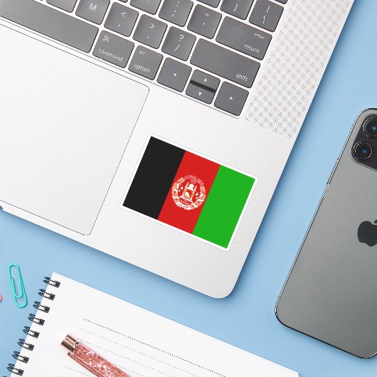 vlag van Afghanistan Sticker (Laptop met iPhone)