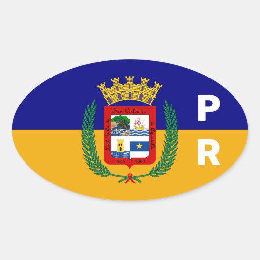 Vlag van Aguadilla, Puerto Rico Ovale Sticker (Voorkant)