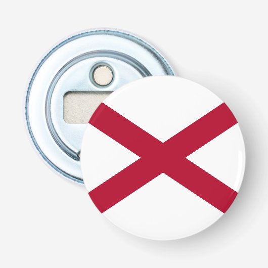 Vlag van Alabama Button Flesopener (Voorkant)