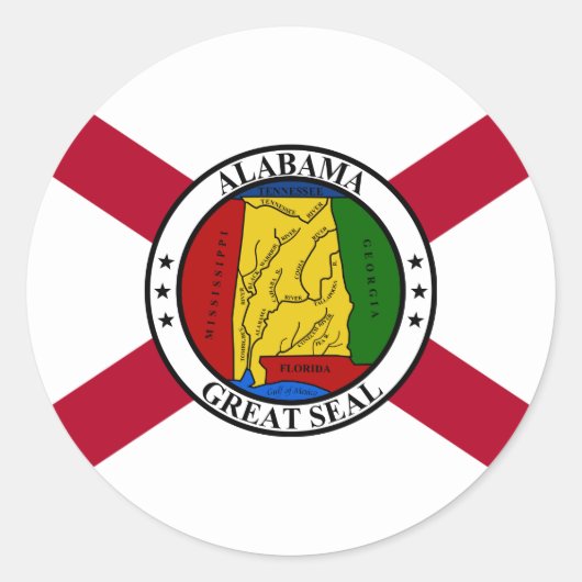 Vlag van Alabama, Vlag van Alabama Ronde Sticker (Voorkant)