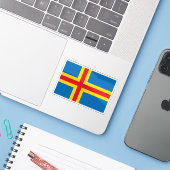 Vlag van Åland, Finland Sticker (Laptop met iPhone)