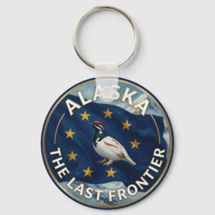 🏔️ Vlag van Alaska en Alpensneeuwhoen Noordelijk Sleutelhanger