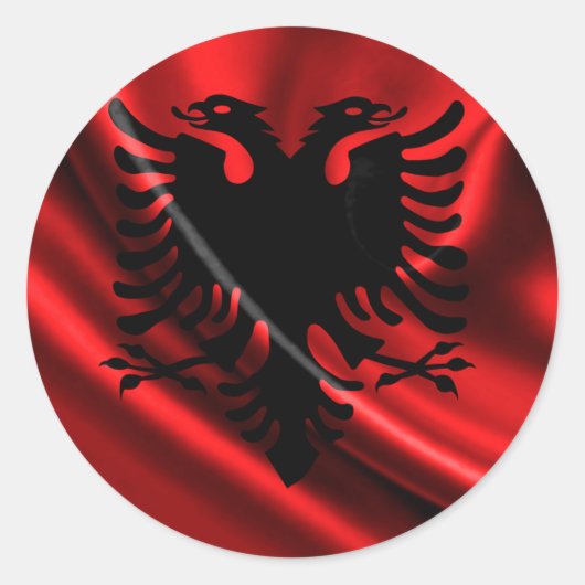 Vlag van Albanië, Albanese Vlag Ronde Sticker (Voorkant)