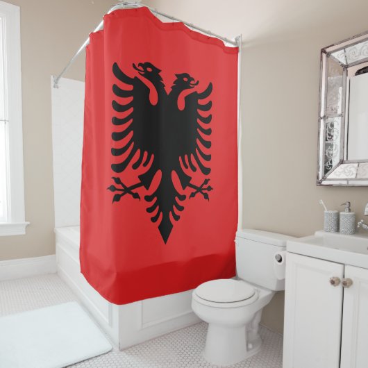 vlag van Albanië Douchegordijn (In situ)