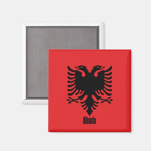 Vlag van Albanië, gelabeld, Magneet (Voorkant / Achterkant)