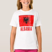 Vlag van Albanië "Grunge" T-shirt (Voorkant)