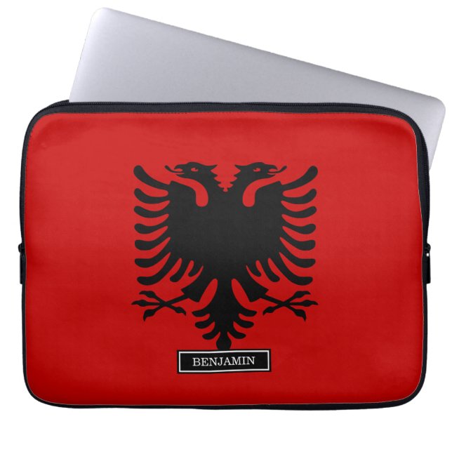 vlag van Albanië Laptop Sleeve (Voorkant)