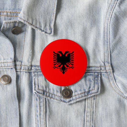 vlag van Albanië Ronde Button 7,6 Cm (In situ)
