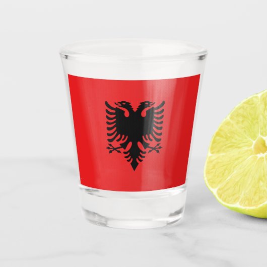 vlag van Albanië Shot Glas (Voorkant)