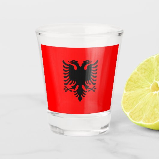 vlag van Albanië Shot Glas (Voorkant)