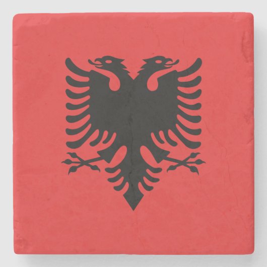 vlag van Albanië Stenen Onderzetter (Voorkant)