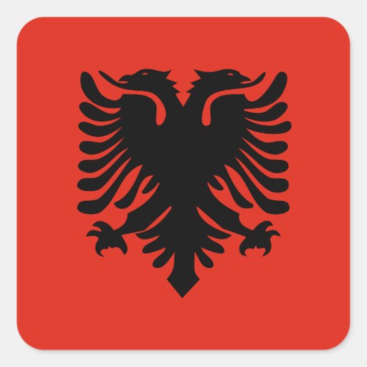 vlag van Albanië Vierkante Sticker (Voorkant)