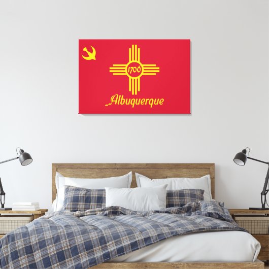 Vlag van Albuquerque (New Mexico) Canvas Afdruk (Insitu (Slaapkamer))
