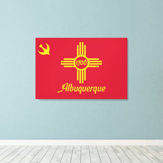 Vlag van Albuquerque (New Mexico) Canvas Afdruk (Insitu (Houten vloer))