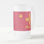 Vlag van Albuquerque, New Mexico Frosted Glass Bee Matglas Bierpul (Voorkant rechts)