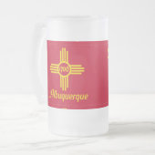 Vlag van Albuquerque, New Mexico Frosted Glass Bee Matglas Bierpul (Voorkant links)