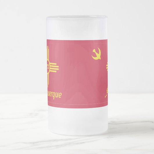 Vlag van Albuquerque, New Mexico Frosted Glass Bee Matglas Bierpul (Center)