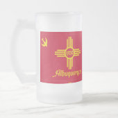 Vlag van Albuquerque, New Mexico Frosted Glass Bee Matglas Bierpul (Links)