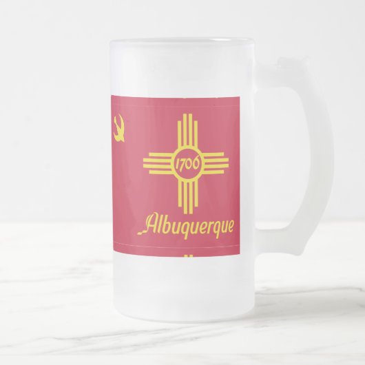Vlag van Albuquerque, New Mexico Frosted Glass Bee Matglas Bierpul (Rechts)