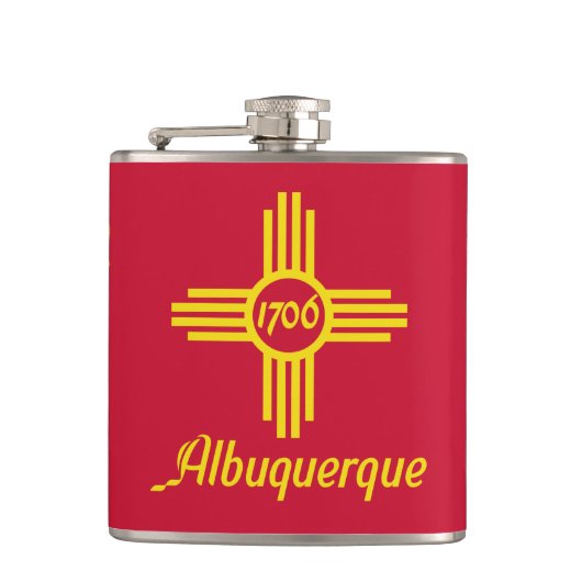 Vlag van Albuquerque, New Mexico Hip Flask Heupfles (Voorkant)