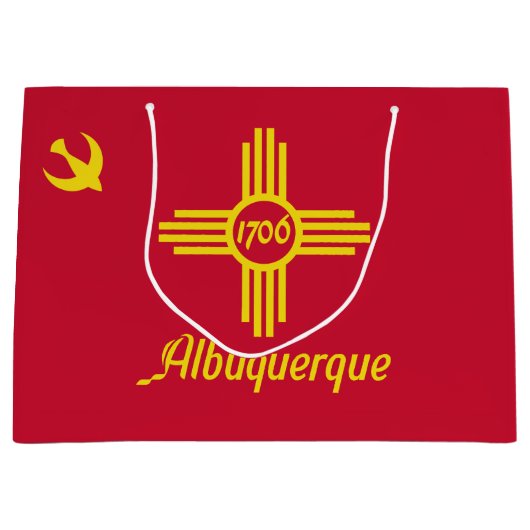 Vlag van Albuquerque, New Mexico Large Gift Bag Groot Cadeauzakje (Voorkant)