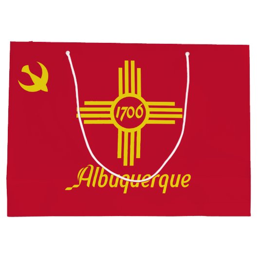 Vlag van Albuquerque, New Mexico Large Gift Bag Groot Cadeauzakje (Achterkant)