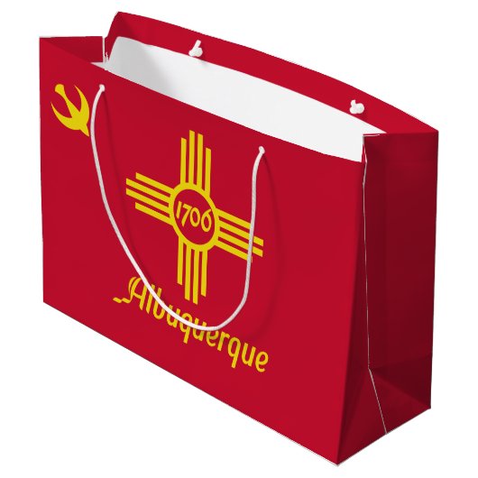 Vlag van Albuquerque, New Mexico Large Gift Bag Groot Cadeauzakje (Achterkant Gekanteld)