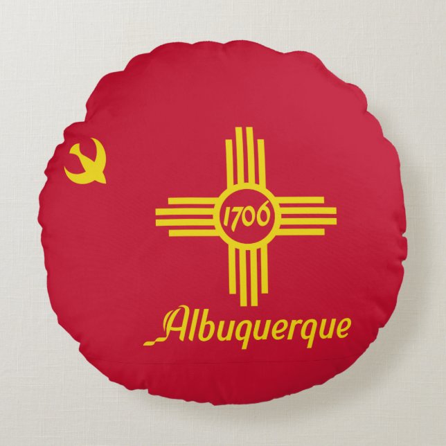Vlag van Albuquerque, New Mexico Round Pillow Rond Kussen (Voorkant)