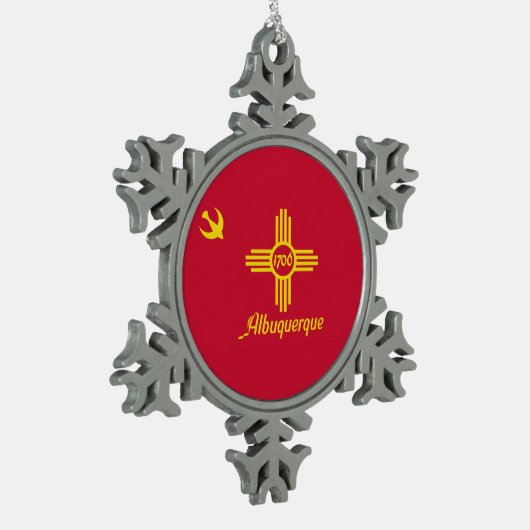 Vlag van Albuquerque, New Mexico Snowflake Pewter  Tin Sneeuwvlok Ornament (Links)