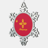 Vlag van Albuquerque, New Mexico Snowflake Pewter  Tin Sneeuwvlok Ornament (Rechts)