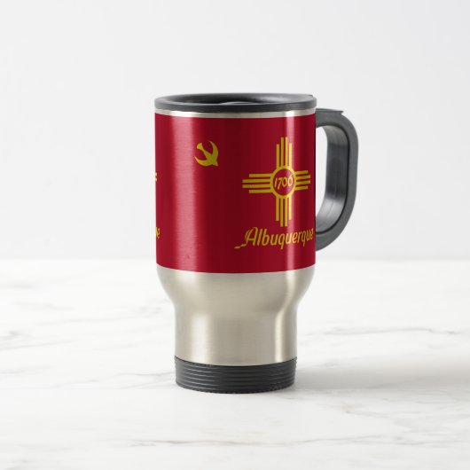 Vlag van Albuquerque, New Mexico Travel Mug Reisbeker (Voorkant rechts)