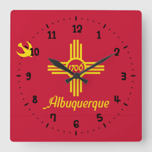 Vlag van Albuquerque, New Mexico Vierkante Wandklo Klok