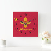 Vlag van Albuquerque, New Mexico Vierkante Wandklo Vierkante Klok (Huis)