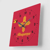 Vlag van Albuquerque, New Mexico Vierkante Wandklo Vierkante Klok (Hoek)