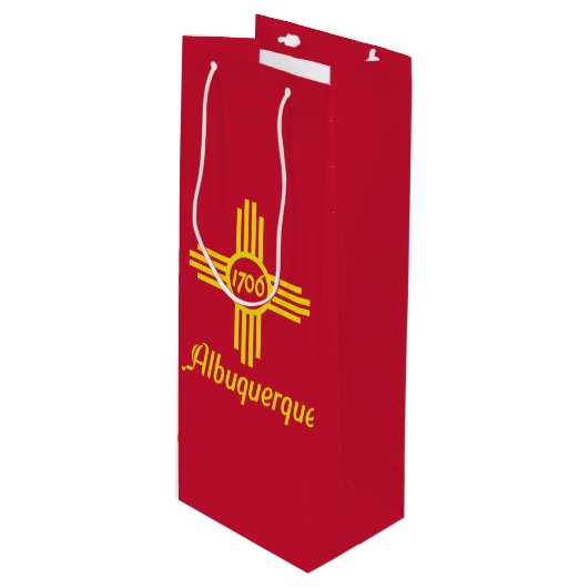 Vlag van Albuquerque, New Mexico Wine Gift Bag Wijn Cadeautas (Voorkant Gekanteld)